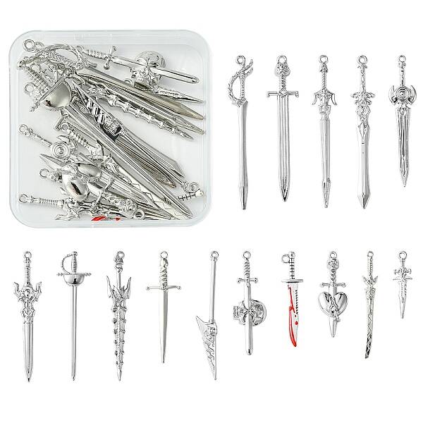 15Pcs 15 Styles Alloy Pendants