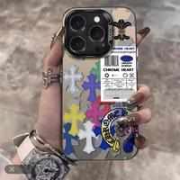 Suitable for iPhone 16 15 14 13 12 11 premium cross PC shock resistant phone case, iPhone 16 15 Plus cross male and female ph...
