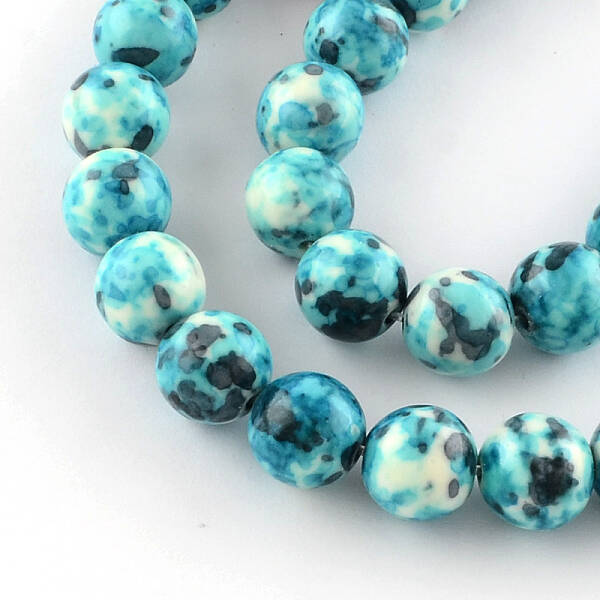 Dyed Natural Ocean White Jade Round Bead Strands