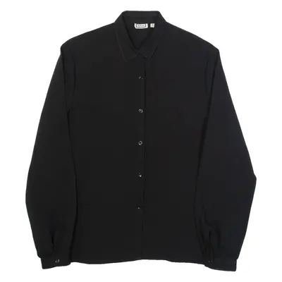 SABRINA Womens Shirt Black Collared Long Sleeve Wool M