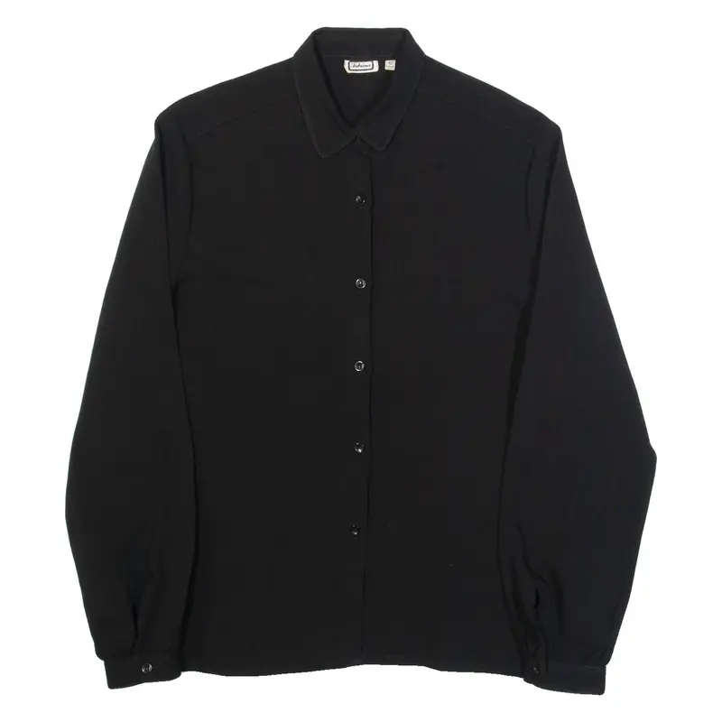 SABRINA Womens Shirt Black Collared Long Sleeve Wool M