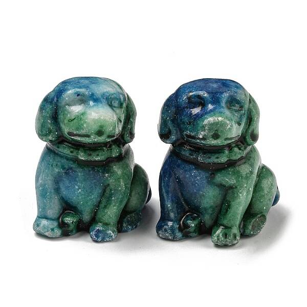 Dyed Natural Imperial Jasper Dog Figurine Statue for Living Room Table Home Decoration