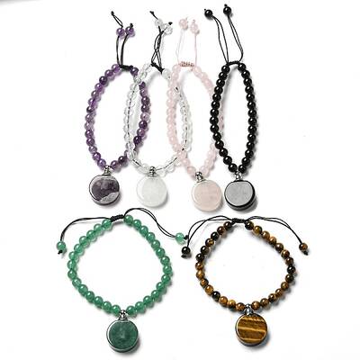 Natural Mixed Stone Charm Bracelet