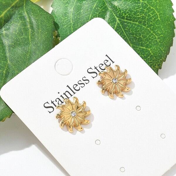 304 Stainless Steel Rhinestone Stud Earrings for Women