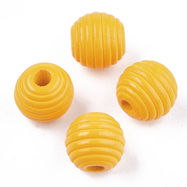 Painted Natural Wood Beehive Beads