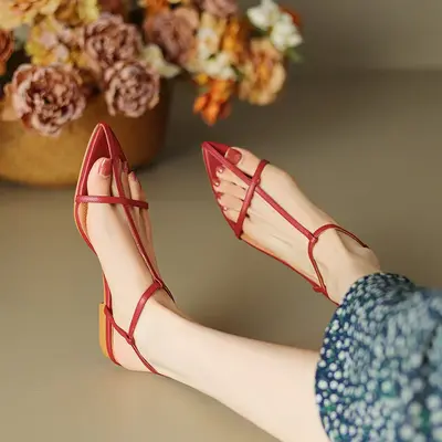 CHIKO Laney Pointy Toe Block Heels Flats Sandals