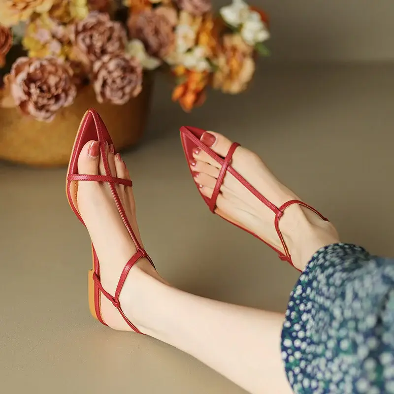 CHIKO Laney Pointy Toe Block Heels Flats Sandals