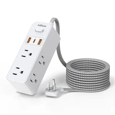 Power Strip Surge Protector, 5Ft Extension Cord, 6 Outlets with 3 USB Ports(1 USB C Outlet), 3-Side Outlet Extender, Wall Mou...