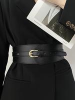 Women's Elegant Minimalist Pu Leather Wide Belt,  Trendy Plain Color Belt, Chic All-match Stylish Clothes Accessories for Par...