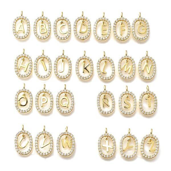 26Pcs Brass Micro Pave Cubic Zirconia Pendants