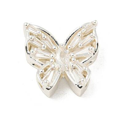 Brass Micro Pave Clear Cubic Zirconia Beads