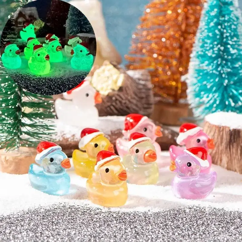 Mini Cartoon Duck Decorative Ornament, 20pcs/50pcs Luminous Duck Decoration, DIY Handmade Resin Accessories, Micro Landscape ...