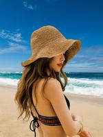 Women's Boho Style Straw Hat, Trendy Wide Brim Sun Hat, Fashionable Sun Protection Hat for Women & Girls for Beach Vacation