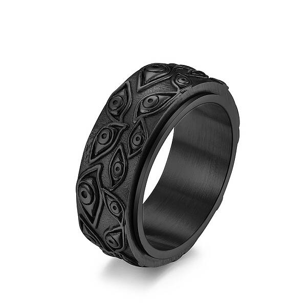 Eye Pattern 304 Stainless Steel Rotating Finger Ring