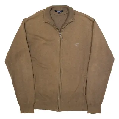 GANT Mens Cardigan Beige High Neck Tight Knit L