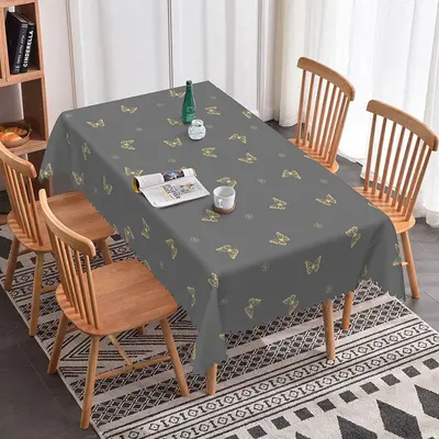 Aperturee Gold Butterfly Grey Morden Rectangle Tablecloth, 52x70 Inch, 30.82 USD, rectangle tablecloths, ZJY04660-A