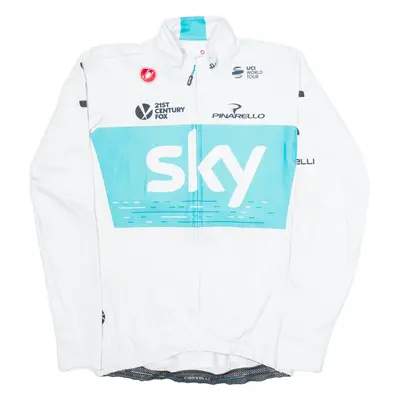 CASTELLI Cycling Full Zip Mens Jersey White Long Sleeve M