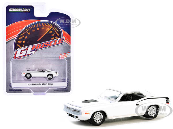 1970 Plymouth Hemi Barracuda Alpine White with Black Stripes \
