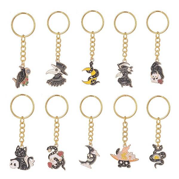Halloween Theme Alloy Enamel Pendant Keychain