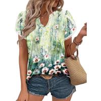 Angerella Womens Summer Tops Pleated Short Sleeve Tunic Tops Short Sleeve Blouses