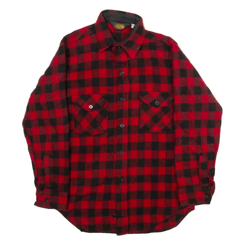WOOLRICH Mens Shirt Red 80s Plaid Long Sleeve M