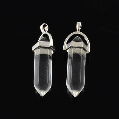 Natural Quartz Crystal Pendants with Alloy Findings