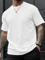 【Plus Size】 Men's Solid Round Neck Short Sleeve Tee, Regular Fit Casual Crewneck T-shirt for Summer, Fashion Men's Top ...