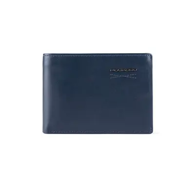 Piquadro, leather wallet, coin purse, navy blue, for men
