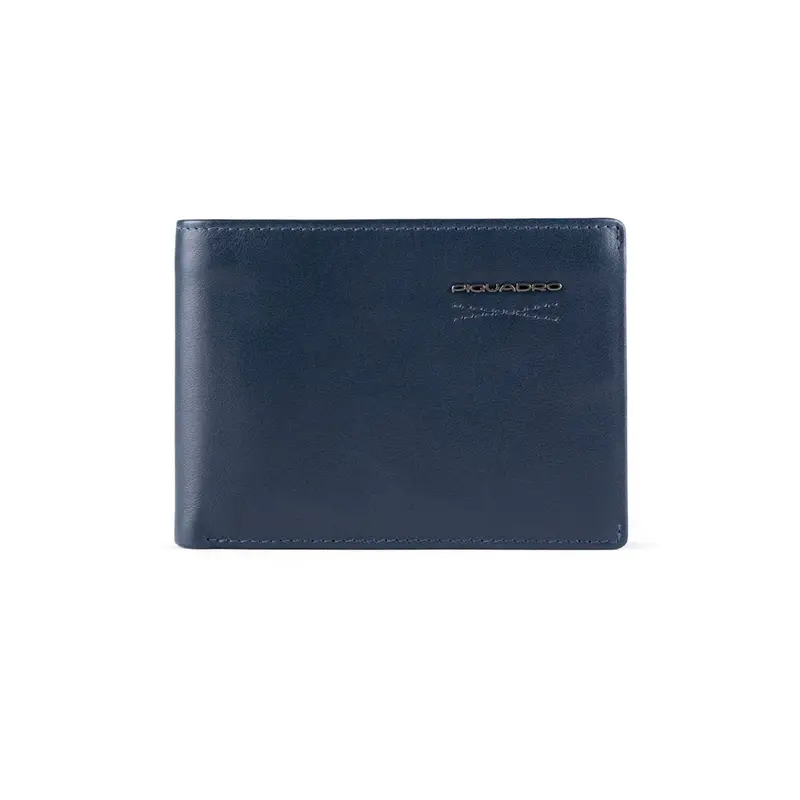Piquadro, leather wallet, coin purse, navy blue, for men