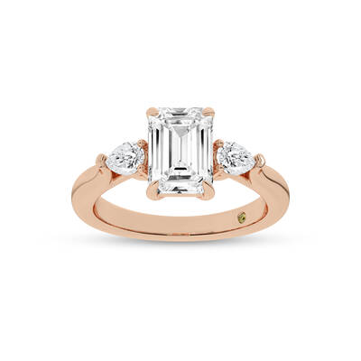 Bruges Three Stone Emerald Cut Lab Grown Diamond Engagement Ring | 18K Rose Gold 4 3/4 CT. TW.