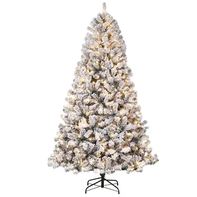 Garvee 9FT Pre-Lit Artificial Christmas Tree with 660 Warm White LEDs, Snow-Flocked 2096 PVC Branches, Foldable Stand, Easy A...