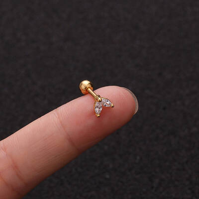 316L Surgical Stainless Steel Micro Pave Clear Cubic Zirconia Flower Cartilage Earrings
