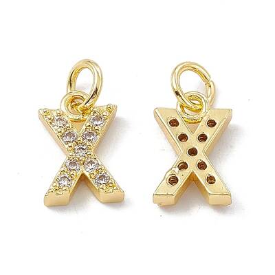 Real 18K Gold Plated Brass Micro Pave Clear Cubic Zirconia Charms