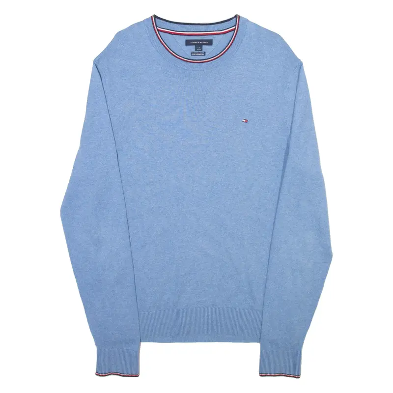TOMMY HILFIGER Mens Jumper Blue Tight Knit L