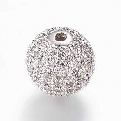Brass Micro Pave Cubic Zirconia Beads
