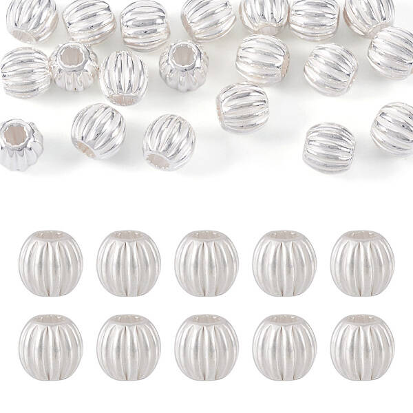 20Pcs 925 Sterling Silver Corrugated Round Spacer Beads