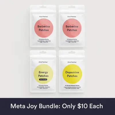 Kind Patches Meta Joy Bundle: Natural Ingredient, Berberine, Caffeine, Mood Support, Vegan
