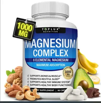 Magnesium Glycinate Complex 8 Elemental 1000mg - Citrate Malate Taurate for Bones Muscle & Immune System 90 Capsules GMO Free...