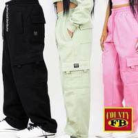 FB County Men's Heavyweight Cargo Sweatpants FBCOUNTY 6 Pockets Cargo Fleece Pants Logo Casual Regular Fit with Drawstring Pl...