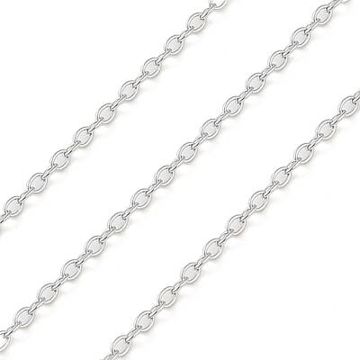 Anti-Tarnish Rhodium Plated 925 Sterling Silver Cable Chains