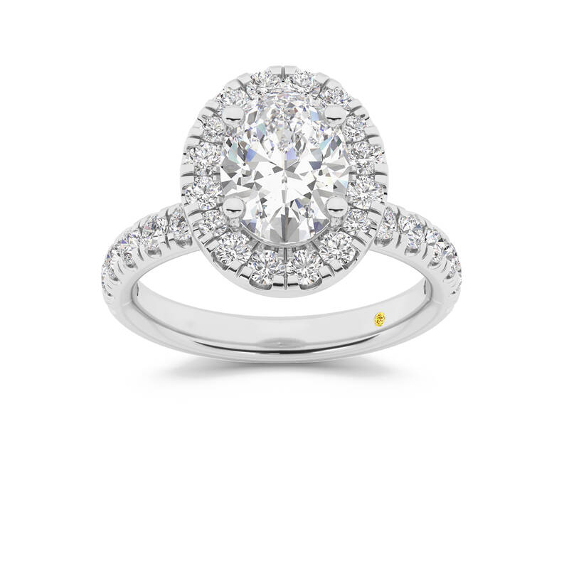 Eldra Pavé Set Oval Lab Created Halo Diamond Engagement Ring | 14K White Gold 1 1/2 CT. TW.