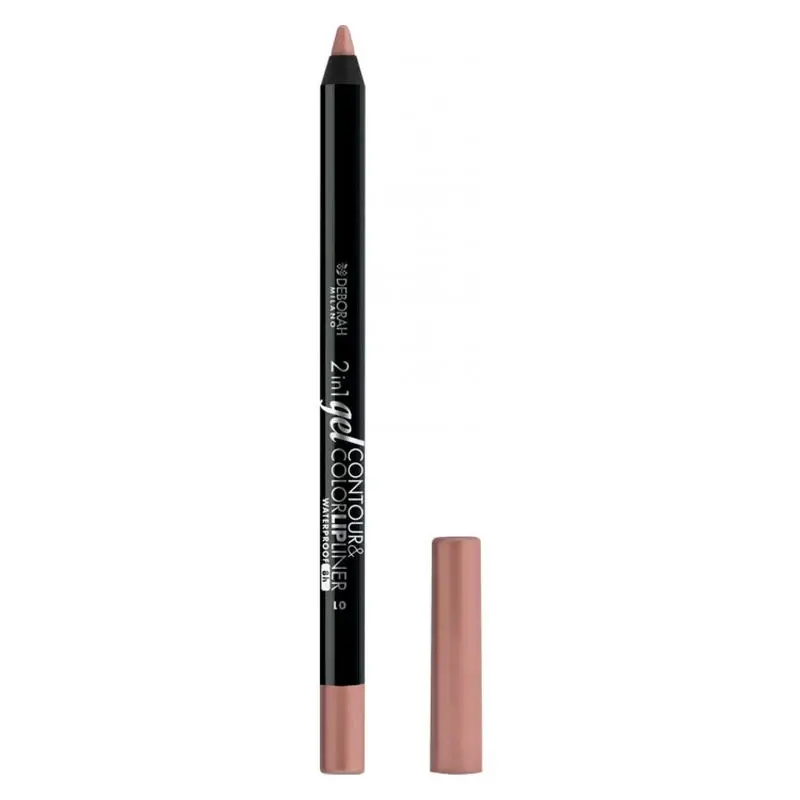 Deborah 2 In 1 Gel Contour & Color Waterproof Lip Pencil 02 - Nude Brown