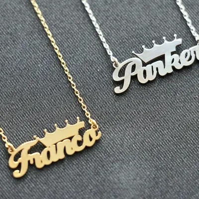 Name Necklace With Crown, Personalized Name plate Necklace, Customize Name Necklace With Any Name, Gift for Her, Personalized...