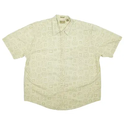 NATURAL ISSUE Hawaiian Shirt Green Geometric Short Sleeve Mens XL