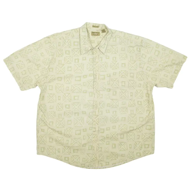 NATURAL ISSUE Hawaiian Shirt Green Geometric Short Sleeve Mens XL
