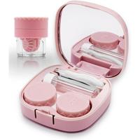 Contact Lens Case with Cleaner Washer, Travel Pocket Size Cute Contact Lenses Applicator Removal Tool Kit with Mirror, Contac...