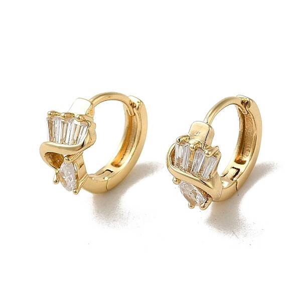 KC Gold Plated Brass Micro Pave Cubic Zirconia Hoop Earring