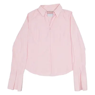 PINK Womens Plain Shirt Pink Long Sleeve S