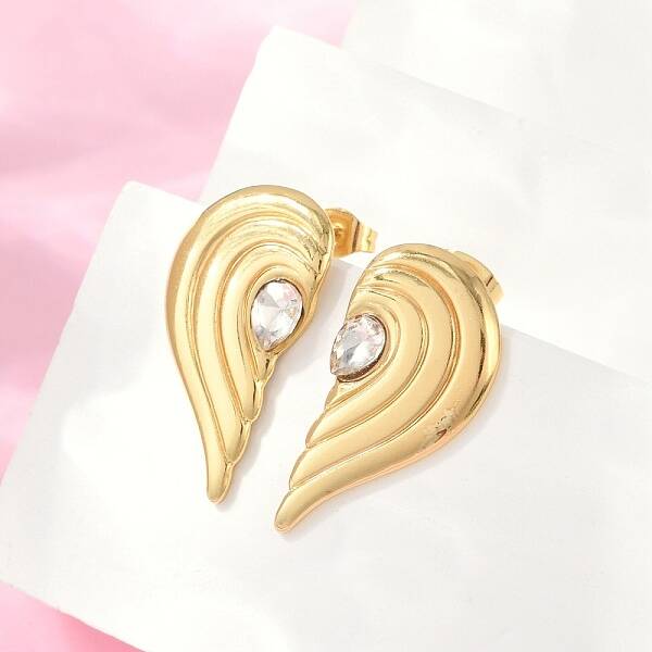 304 Stainless Steel Rhinestone Stud Earrings