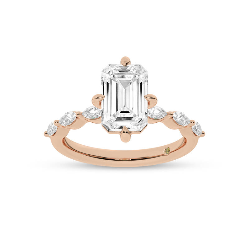 Cabo Emerald Cut Lab Grown Diamond Engagement Ring | 14K Rose Gold 4 5/8 CT. TW.